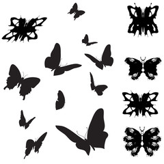Vector silhouettes of butterflies.