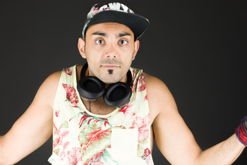 model isolated on plain background puzzled confused lost