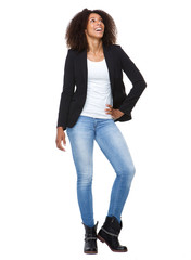 Full length of an attractive african american woman smiling