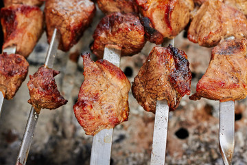 Shish kebab on skewers