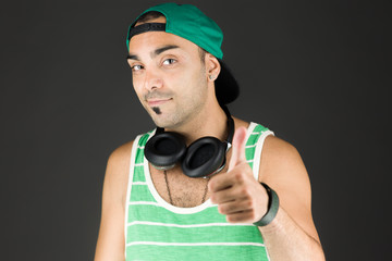 model isolated positive attitude thumbs up