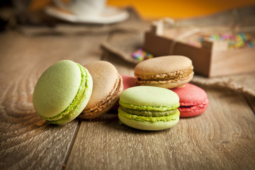 A lot of french colorful macarons