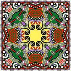 Fensteraufkleber Traditional ornamental floral paisley bandanna. Square ornament © Kara-Kotsya