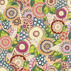 Seamless flower retro background in vector.