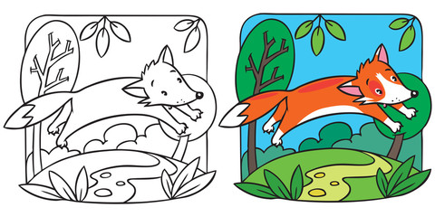 Little red fox coloring book