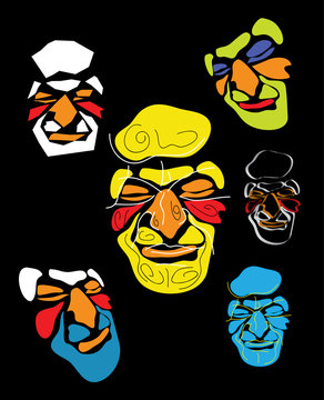 colored masks of faces
