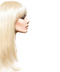 Blond Hair. Blonde Beauty girl with long smooth shiny hair