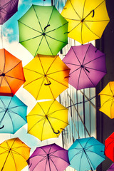 Fototapeta na wymiar Lots of umbrellas