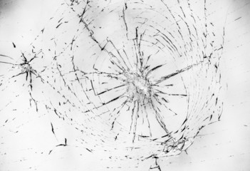 Contrast image of a window crack on white.