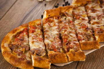 Turkish pide beef and cheese pita