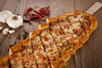 Turkish pide beef and cheese pita