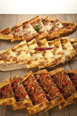 Turkish traditional beef and cheese Pide