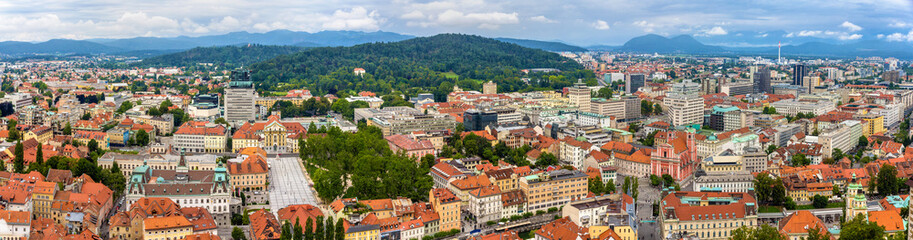 Naklejka na ściany i meble Panoramic view of Ljubljana - Slovenia