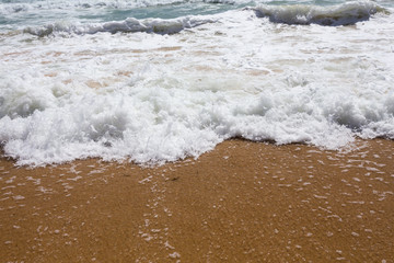 Beautiful mediterranean water lapping on the shore