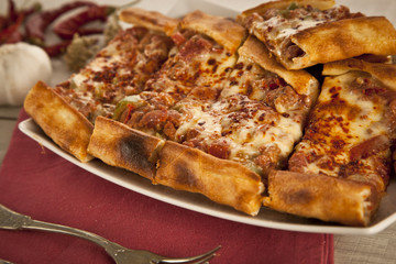 Turkish traditional beef and cheese Pide