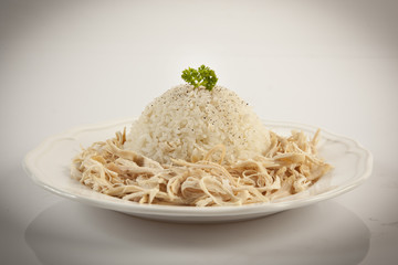 Chicken Breast with Turkish Pilav Rice with white background