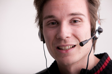 call center young man with a headset