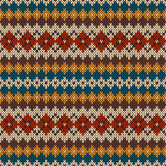 Knitted seamless pattern in traditional Fair Isle style