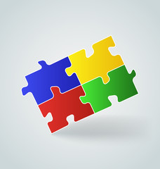 four colorful puzzle pieces