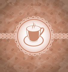 Old grunge background with coffee label - cup, coffee bean's tex