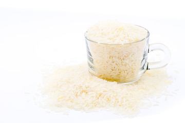 rice grain on white background