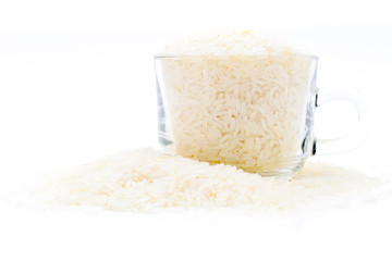 rice grain on white background