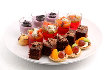 mini desserts on white