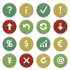 Symbols for web on color buttons.