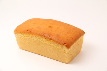 Butter cake on a white background.