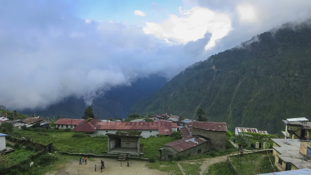 mountain village  cloudscape time lapse