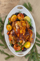 Whole Roasted Holiday Chicken With Potatoes and Apples