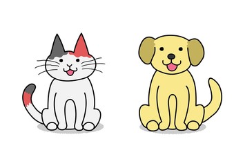 犬と猫　お座り