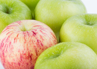 close-up of apple fruit with water drops