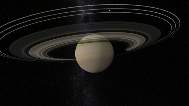 Planet saturn with Milky Way galaxy