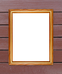 Fototapeta premium blank wood frame on wood wall