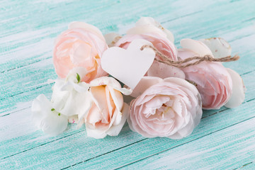 Postcard with elegant  flowers and empty tag for your text