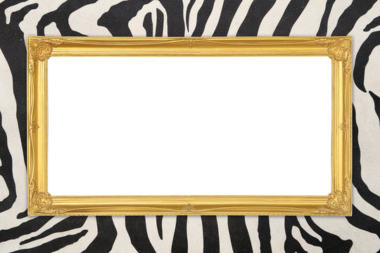 golden frame  with zebra texture background