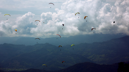 Paragliding paragliding over the Himalayas © merkuriev86