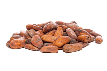 cocoa beans isolated over white
