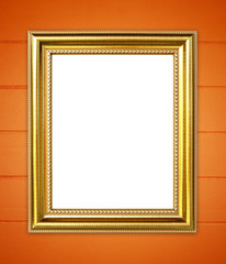 golden frame on cement wall background