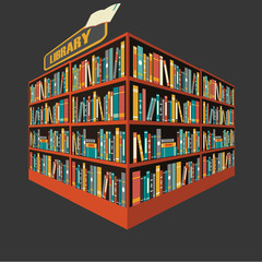 Vector of library book shelf background