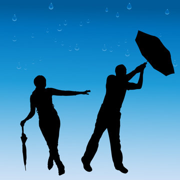 Vector silhouettes of couple.