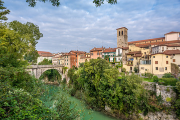 Fototapeta na wymiar View at the Cividale del Friuli with river and bridge