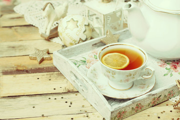 christmas tea in retro style
