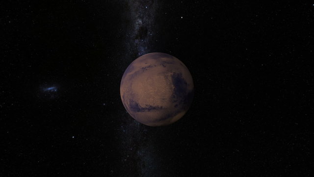 Planet mars with Milky Way galaxy