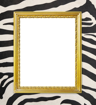 golden frame  with zebra texture background