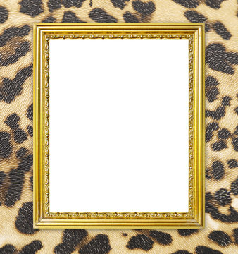 golden frame with leopard texture background