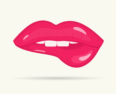 Women's lip on white background