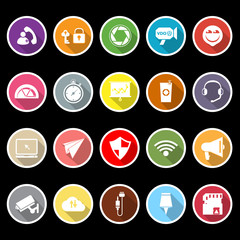 Smart phone screen flat icons with long shadow