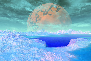 Naklejki  3d renderowane fantasy obca planeta